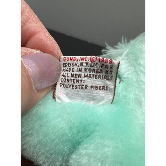 Vintage 1988 Gund Kindergund Baby Lamb Lion Plush Toy Mint Green Polyester Colle - Picture 5 of 7
